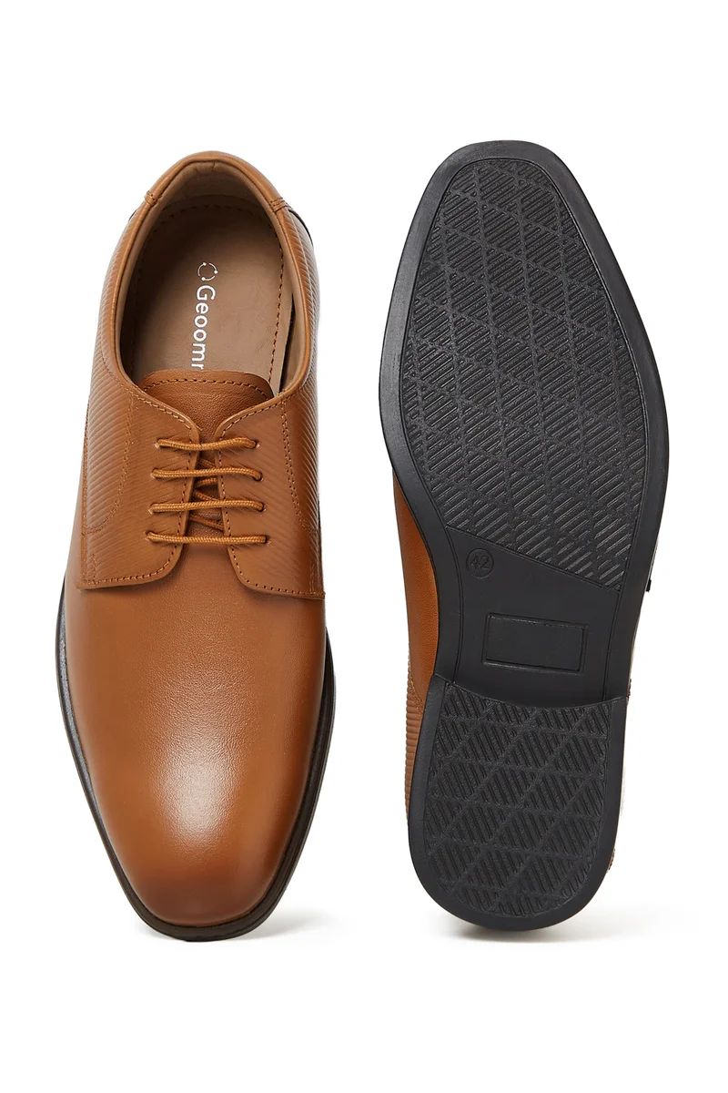 Geoomnii  GEOOMNII Formal Lace Up for Mens – TAN Shoes with Lace Up | Comfortable PU Upper & TPR Sole for Men | Best Price UAE