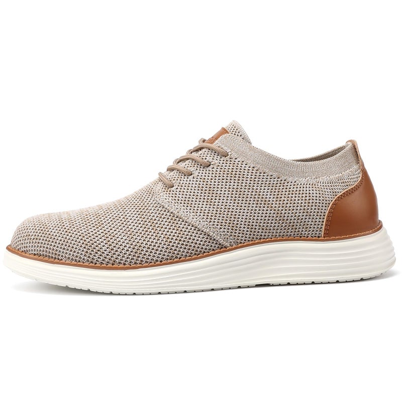 VILOCY Men's Fashion Dress Sneakers Casual Walking Shoes Business Oxfords Comfortable Breathable Lightweight Tennis Zapatos para Hombre Beige Tan,US7.5 EU40 - Image 4