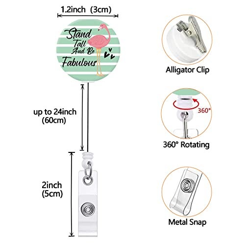 COUKASO Badge Reel Retractable Nurse Badge Holder Cute Name Decorative Badge Reels with Clip on ID Card Holders (3 Pack She Believed She Could So She Did) - Image 2