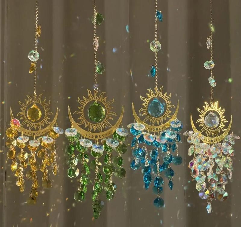 Sun Catcher 38x7 K9 Crystal Blue - Elegant Light Reflection Pendant for Home Window Decor - Image 2