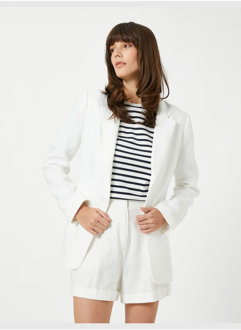 كوتون Linen Blazer Jacket