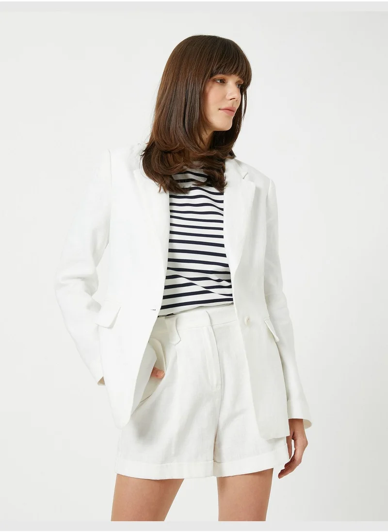 كوتون Linen Blazer Jacket