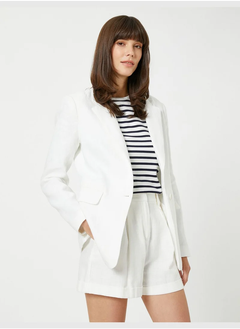 كوتون Linen Blazer Jacket
