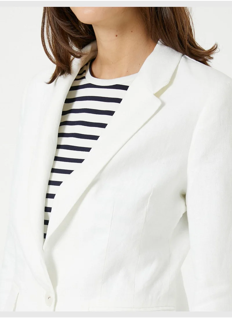 كوتون Linen Blazer Jacket