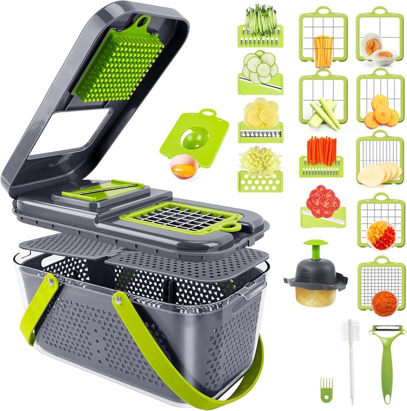 ALKAYAN Vegetable Chopper, 22Pcs Multifunctional Food Chopper, Professional Onion Cho... - Image 1