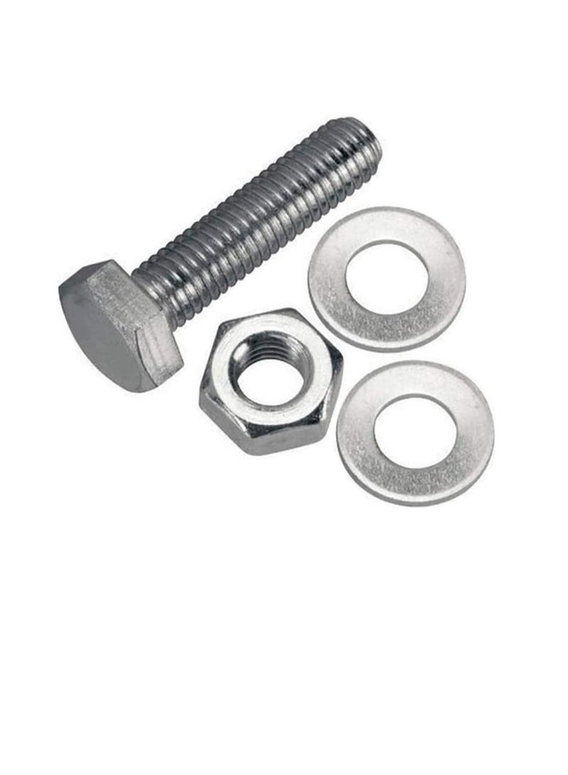12 pcs Hex Head Screw Bolts Nuts & Washers Fully Thread GI Plain Finish Bolt Set. (6, 50MM) - Image 1