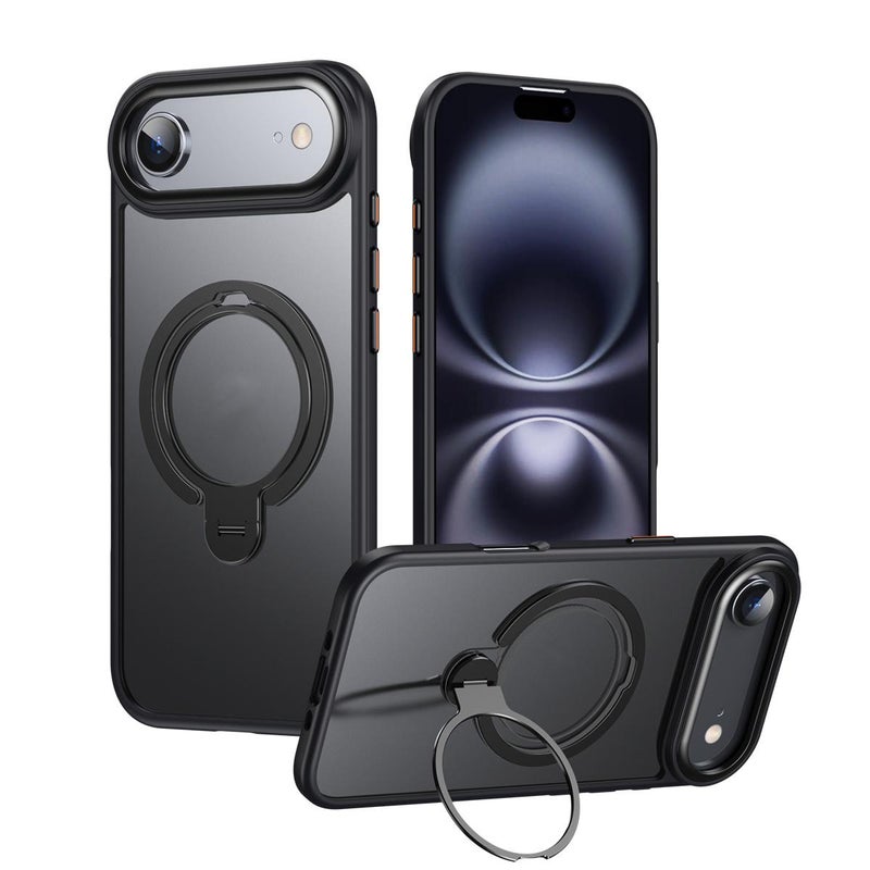 إيروريكس جراب هاتف iPhone Air ذو الحلقة المزدوجة MagSafe المغناطيسي (أسود غير لامع) - Image 1