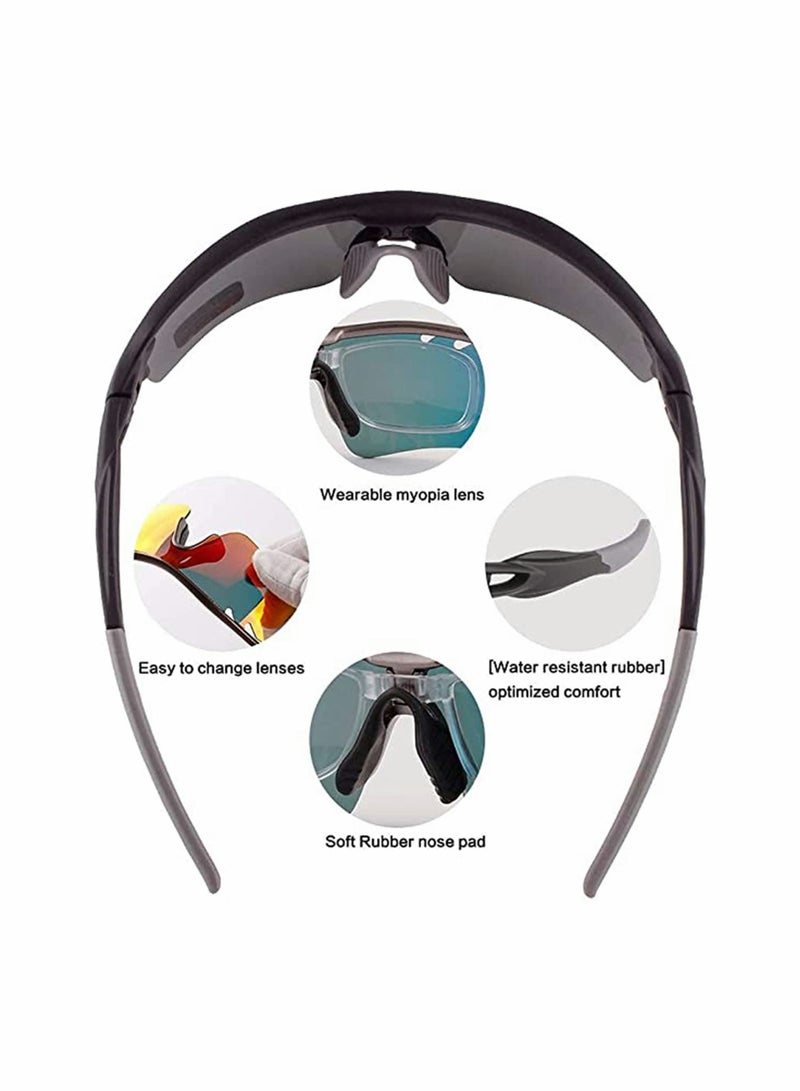 SYOSI نظارات شمسية رياضية مستقطبة، بعدسات قابلة للتبديل، للرجال والنساء، نظارات ركوب الدراجات، البيسبول، الجري، الصيد، الجولف، القيادة، الأنشطة الخارجية، الدراجات الجبلية، نظارات شمسية للدراجات على الطرق - Image 2