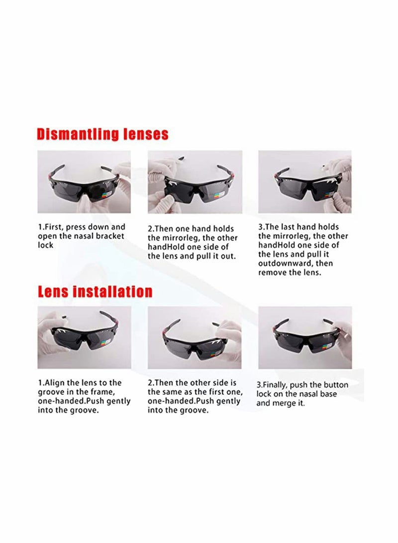 SYOSI نظارات شمسية رياضية مستقطبة، بعدسات قابلة للتبديل، للرجال والنساء، نظارات ركوب الدراجات، البيسبول، الجري، الصيد، الجولف، القيادة، الأنشطة الخارجية، الدراجات الجبلية، نظارات شمسية للدراجات على الطرق - Image 4