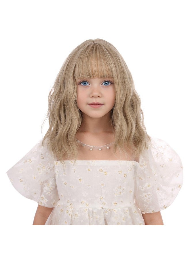 DUDUWIG Kids Short Mix Blonde Wavy Curly Wigs Girls Blonde Wig with Bangs Synthetic Cosplay Hair Wig for kids Children - Image 1