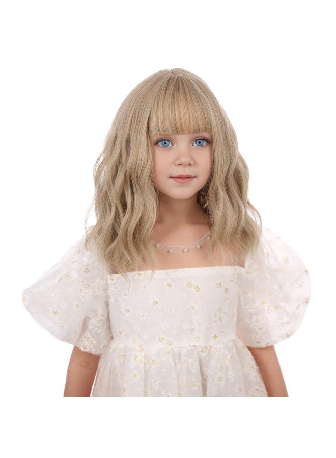 DUDUWIG Kids Short Mix Blonde Wavy Curly Wigs Girls Blonde Wig with Bangs Synthetic Cosplay Hair Wig for kids Children - Image 2