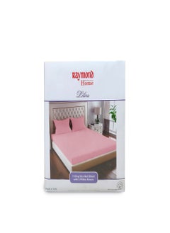 Raymond Raymond Home King Flat Sheet Bedsheet 144 Thread Count Luxirious Mercerised 100% Long Staple Cotton Bedding Solid Pre Shrunk Percale Finish Bed Linen with 2 Pillow Case - Rose (274 * 274 CM)  - Image 1