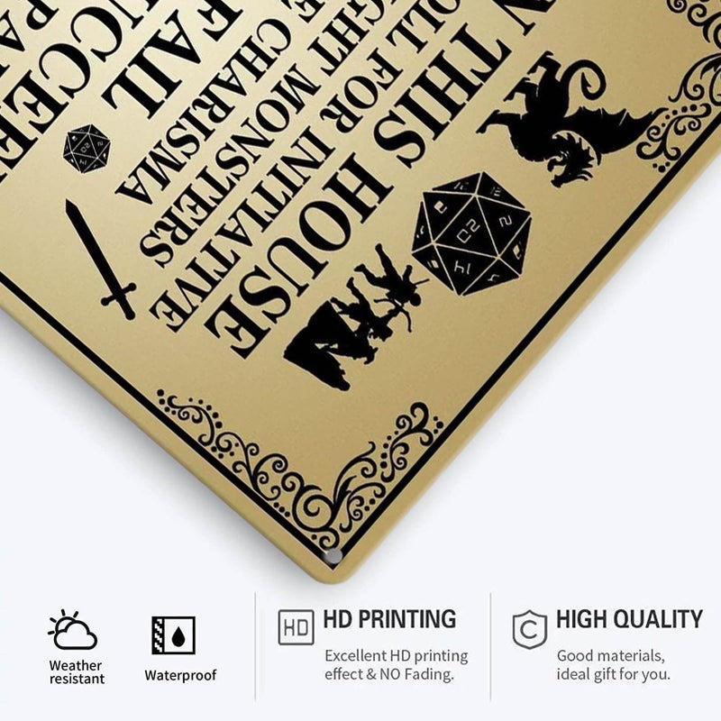sebiuo Dungeons And Dragons Sign Dragon Wall Art Dungeons And Dragons Movie Poster Dungeons And Dragons Gifts For Men In This House We Roll For Initiative We Roleplay Retro Metal Tin Sign Dungeons And - Image 3