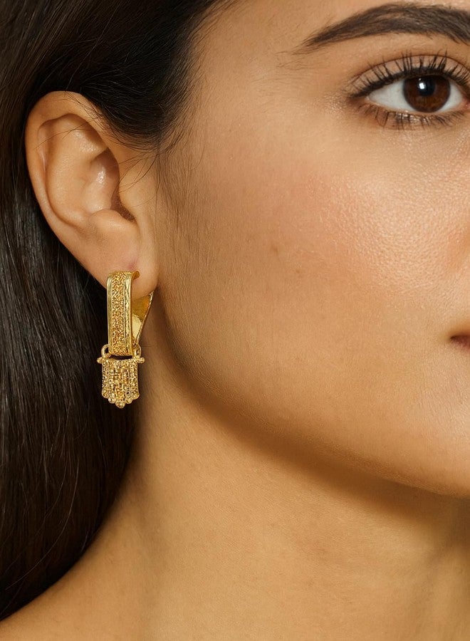 smarnn Gold Plated Bali Hoops for Women Girls (Style 13) - Image 3