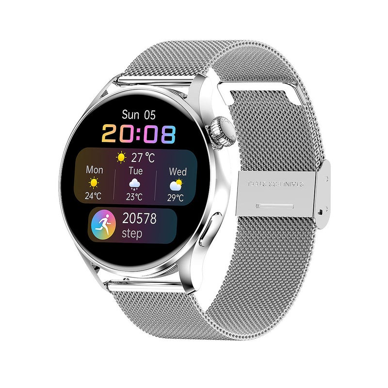 Top GT3 DT3 Pro Smartwatch with NFC Multifunction silver steel strip