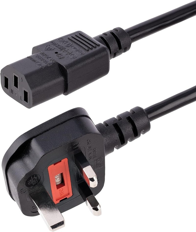 StarTech .com (1.5m) UK Computer Power Cable, 18AWG, BS 1363 to C13, 10A 250V, Black Replacement AC Power Cord, Kettle Lead/UK Power Cord, Power Supply Cable, TV/Monitor Power Cable (PXT101UK1.5M) - Image 1