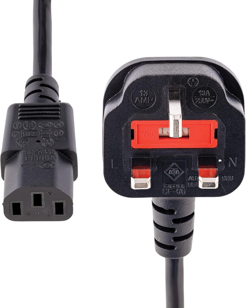 StarTech .com (1.5m) UK Computer Power Cable, 18AWG, BS 1363 to C13, 10A 250V, Black Replacement AC Power Cord, Kettle Lead/UK Power Cord, Power Supply Cable, TV/Monitor Power Cable (PXT101UK1.5M) - Image 4