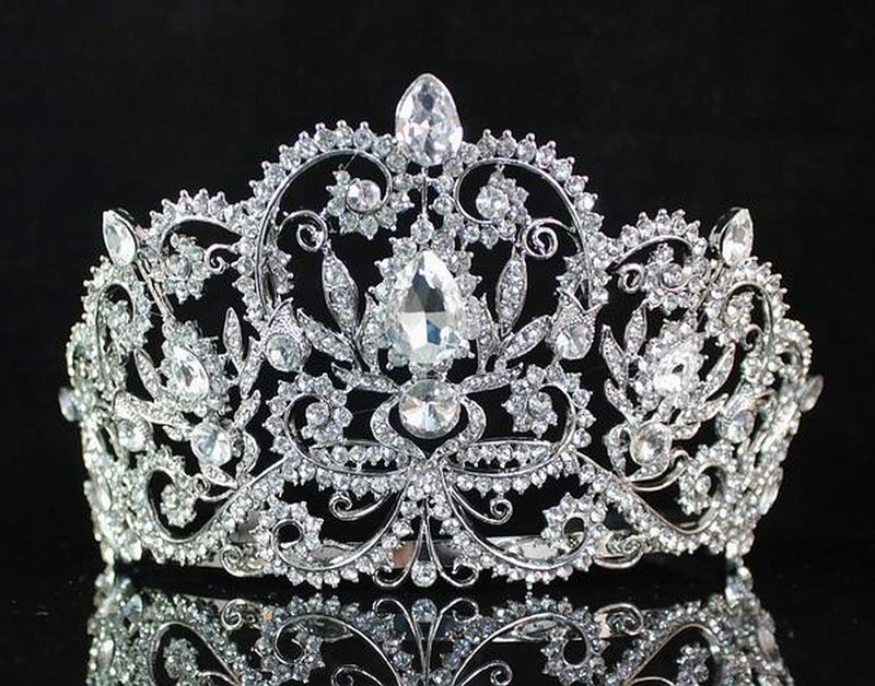 Janefashions Victorian Clear White Austrian Rhinestone Crystal Tiara Crown With Hair Combs Princess Queen Headband Headpiece Jewelry Beauty Contest Birthday Bridal Prom Pageant T1505 (Clear) - Image 2