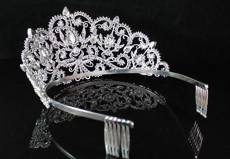 Janefashions Victorian Clear White Austrian Rhinestone Crystal Tiara Crown With Hair Combs Princess Queen Headband Headpiece Jewelry Beauty Contest Birthday Bridal Prom Pageant T1505 (Clear) - Image 5