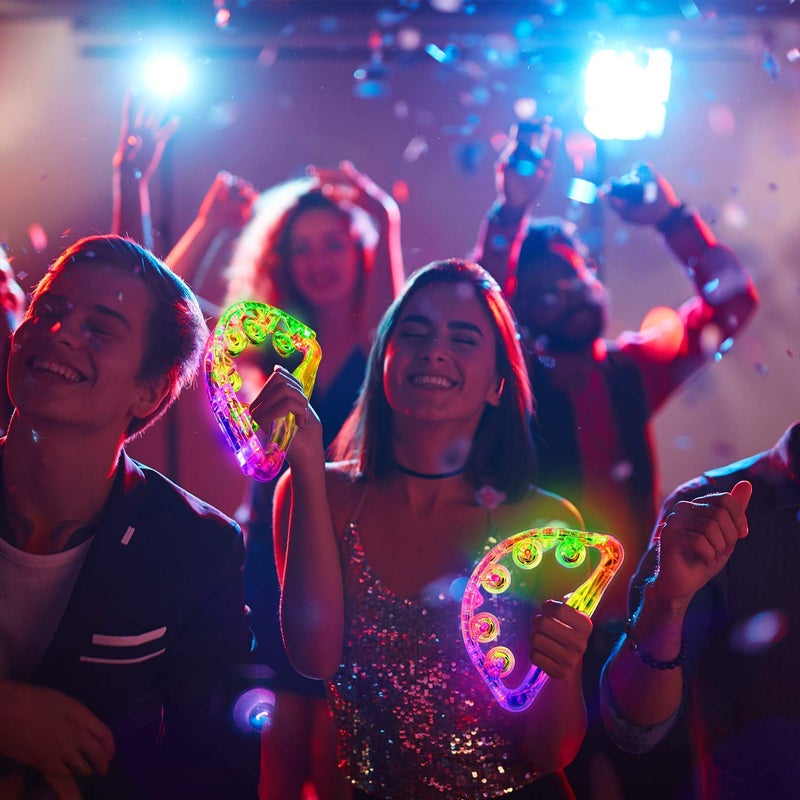 Aywewii LED Tambourine, Light Up Toys Handheld Musical Flashing Tamborine Autism Toys Party Supplies for Birthday Anniversaries Gifts for Kids Adults Teens(Four Colors are Randomly Sent) 2 Pcs - Image 5