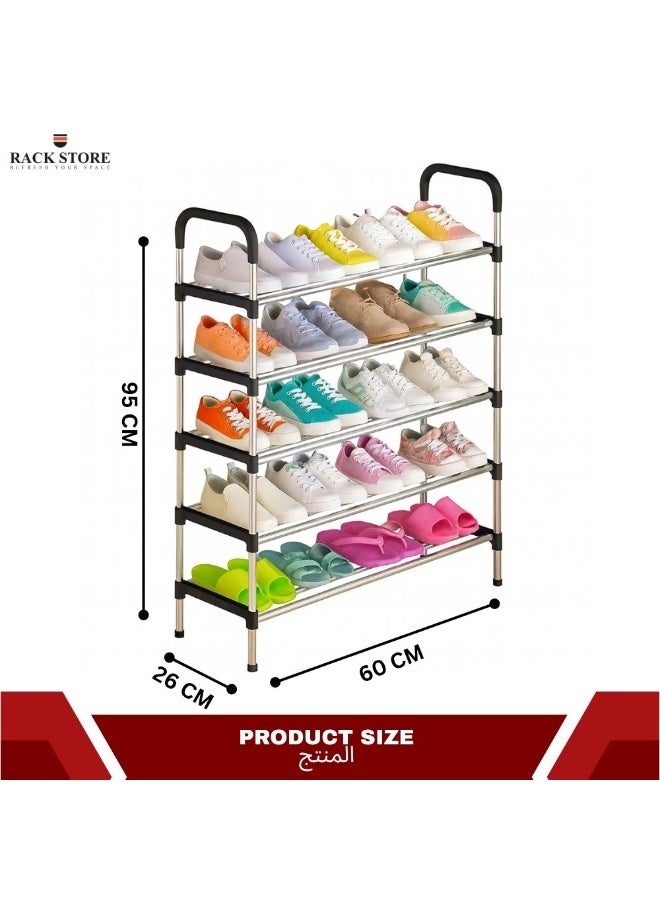 RACK STORE 5 Tier Stainless Steel Shoe Rack Free Standing Shoe Shelf Shoe Storage Organizer For Entryway Cloakroom And Living Room - Image 2