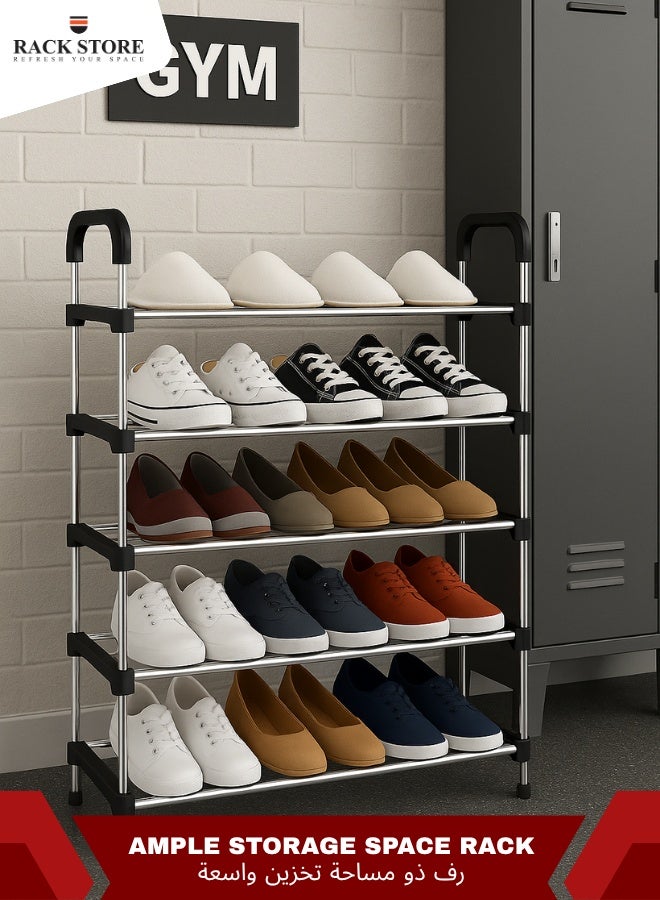 RACK STORE 5 Tier Stainless Steel Shoe Rack Free Standing Shoe Shelf Shoe Storage Organizer For Entryway Cloakroom And Living Room - Image 3