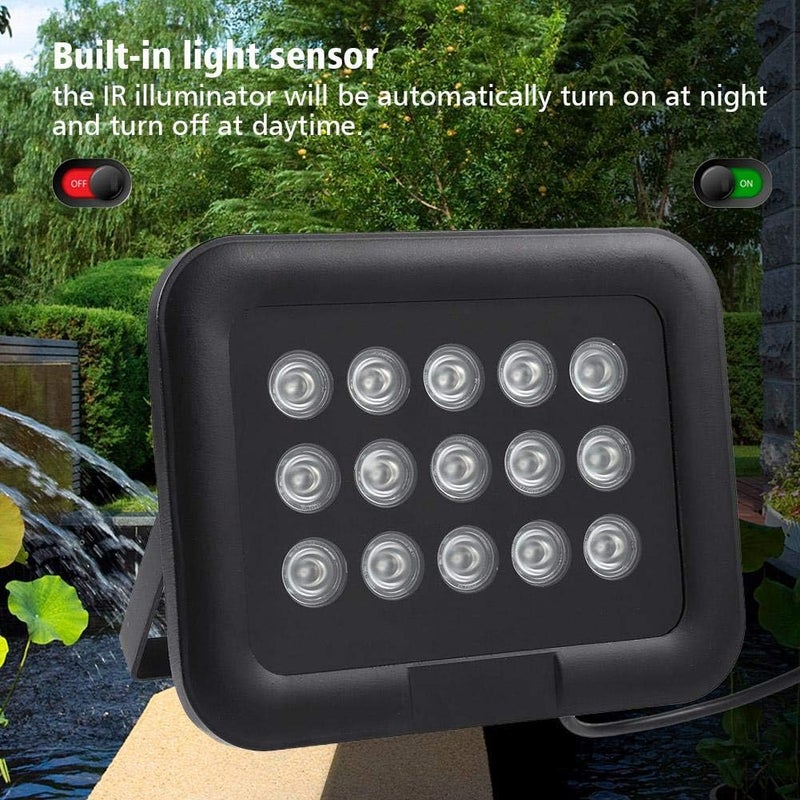 Tangxi 20~150m/65.6~492.1ft IR Infrared 8~90°Adjustable 15Pcs Infrared LED Light IP65 Night Vision Built in Light Sensor LEDs Array Light for IP Camera, - Image 2