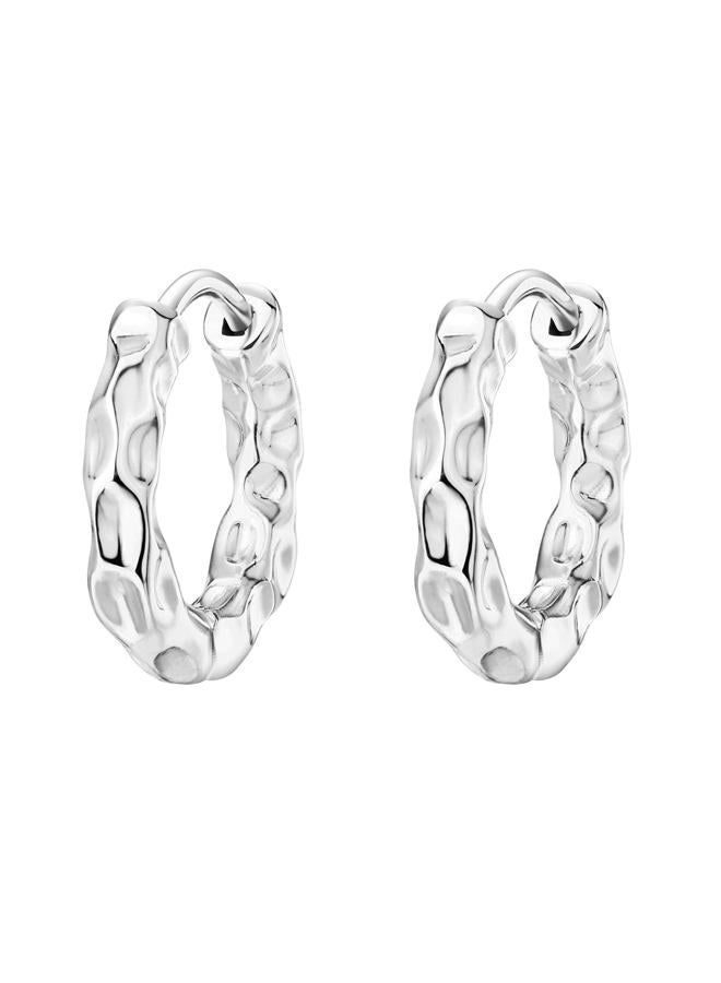 PAVOI 14K Gold Plated Chunky Huggies Earrings for Women - 925 Sterling Silver Posts Small Gold Huggie Hoop Earrings - Ultra Thick Hoops Trendy Jewelry, 16mm, White Gold, No Gemstone - Image 3