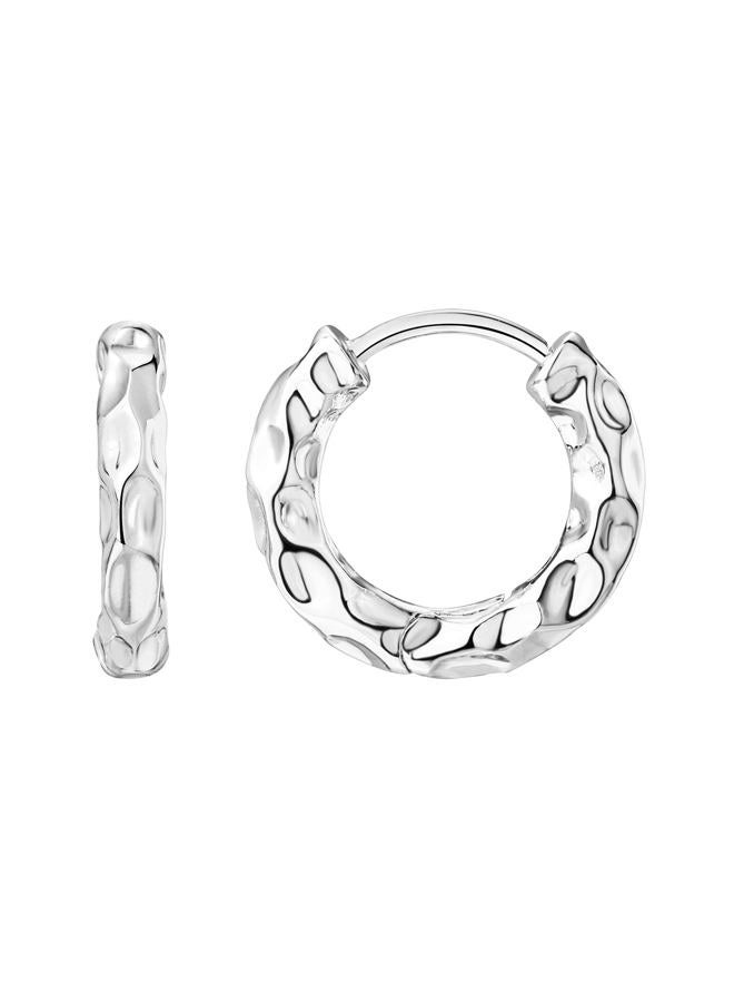 PAVOI 14K Gold Plated Chunky Huggies Earrings for Women - 925 Sterling Silver Posts Small Gold Huggie Hoop Earrings - Ultra Thick Hoops Trendy Jewelry, 16mm, White Gold, No Gemstone - Image 1
