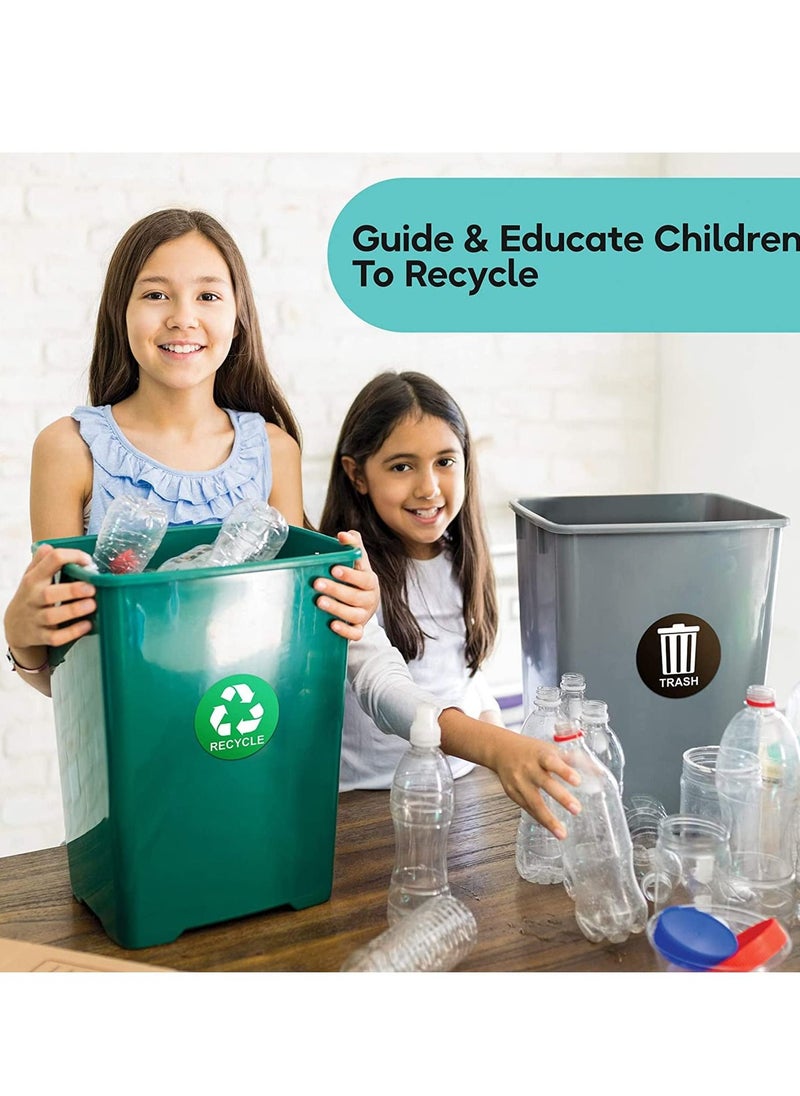 Y&D Recycle Sticker for Trash Can - Perfect Bin Labels 5" by Decal Ideal Signs Home or Office Refuse Bins Suitable Indoor/Outdoor use 6 Pack Green Recycling, Black  - Image 2