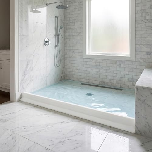 Ynotus 3" High Collapsible Shower Threshold Water Dam 39in Shower Water Splash Guard Shower Barrier Water Stopper To Keep Water In Shower Dry And Wet Bathroom - Image 2
