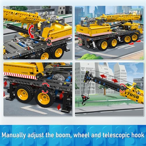 Mould King 17058 City Mobile Crane Truck Toy Building Set, Construction Vehicle Model Blocks Kit for Adults, Toys Gifts for Kids Children, Playset for Boys and Girls Ages 8+(997 Pieces) - Image 4