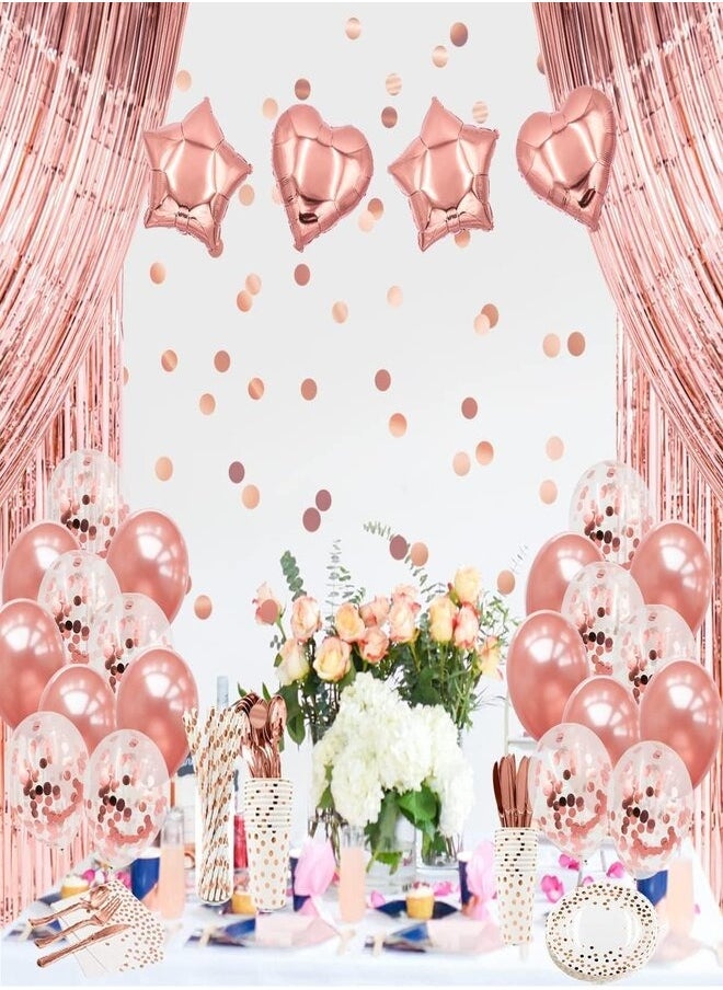 Go4Shop Rose Gold Party Decoration Set Rose Gold Theme Party Decoration Including Plates, Napkins, Cups, and More (115 Pieces) - Image 1