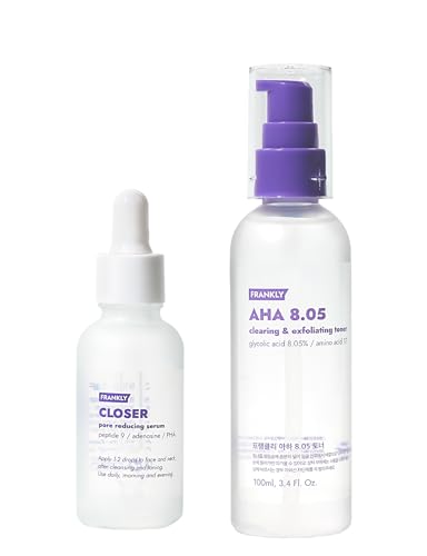 FRANKLY PorePerfecting Duo Closer Serum AHA 805 Toner Skincare Gifts Pore Minimizer AntiAging Glycolic Acid Peptide Formula Smooth Texture Radiance Korean Skin Care Set - Image 1