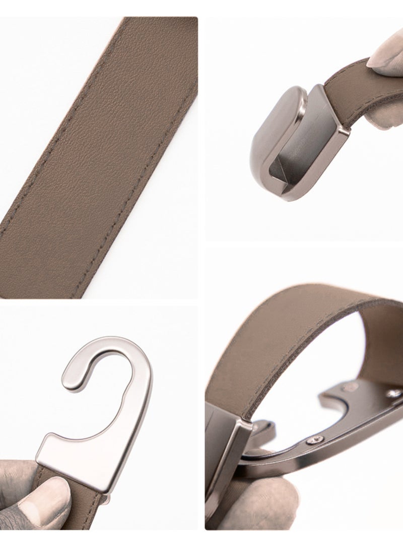 خطافات مقعد السيارة المقوّاة بالمعدن وجلد الكلاسيك – شمّاعة خلفية أنيقة للمحفظة، الشمسية والملابس، قوة تحمّل 20 كغ (جلد كلاسيكي | بني) - Image 5