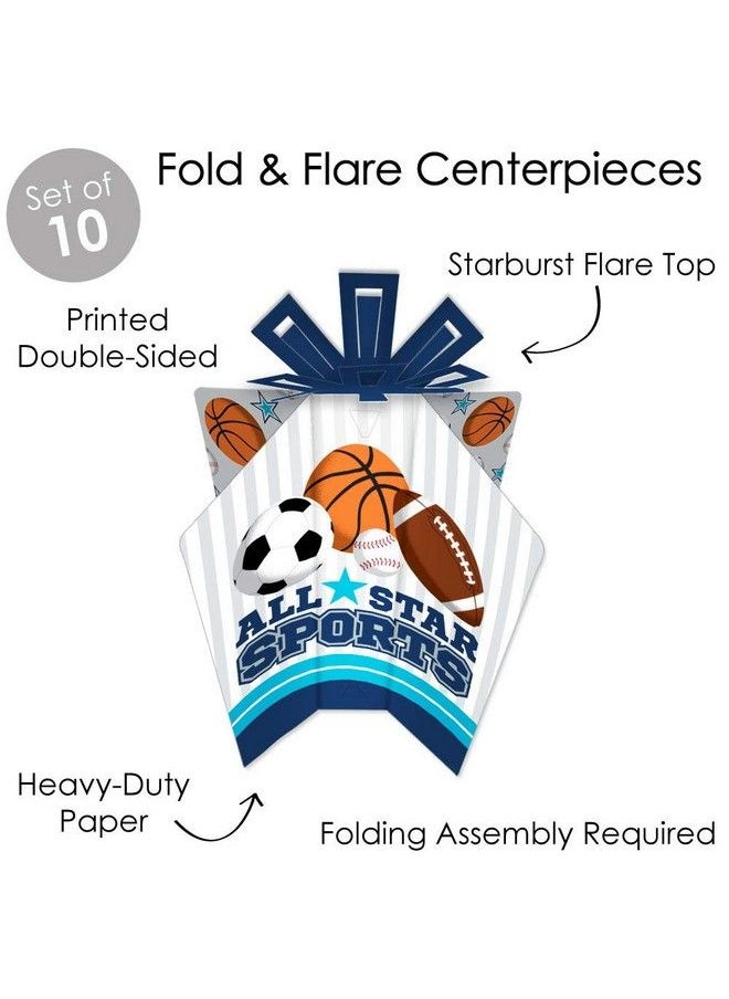 Big Dot of Happiness Go Fight Win Sports Table Decorations Baby Shower Or Birthday Party Fold And Flare Centerpieces 10 Count  - Image 4