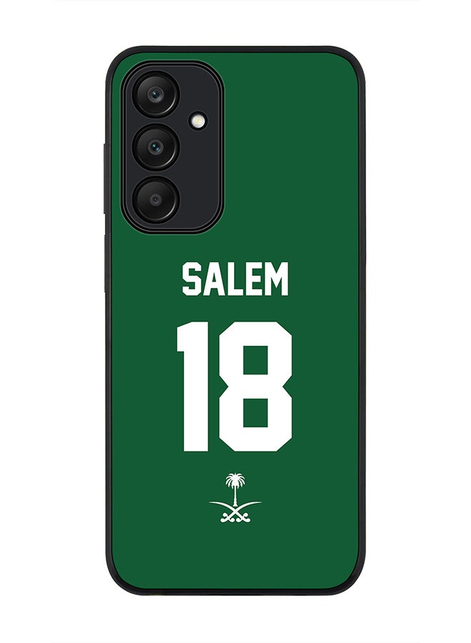 Stylizedd Rugged Black edge case for Samsung Galaxy A25, Slim fit Soft Case Flexible Thin Cover- Football Team-Saudi Arabia, Player Name-Salem - Image 1