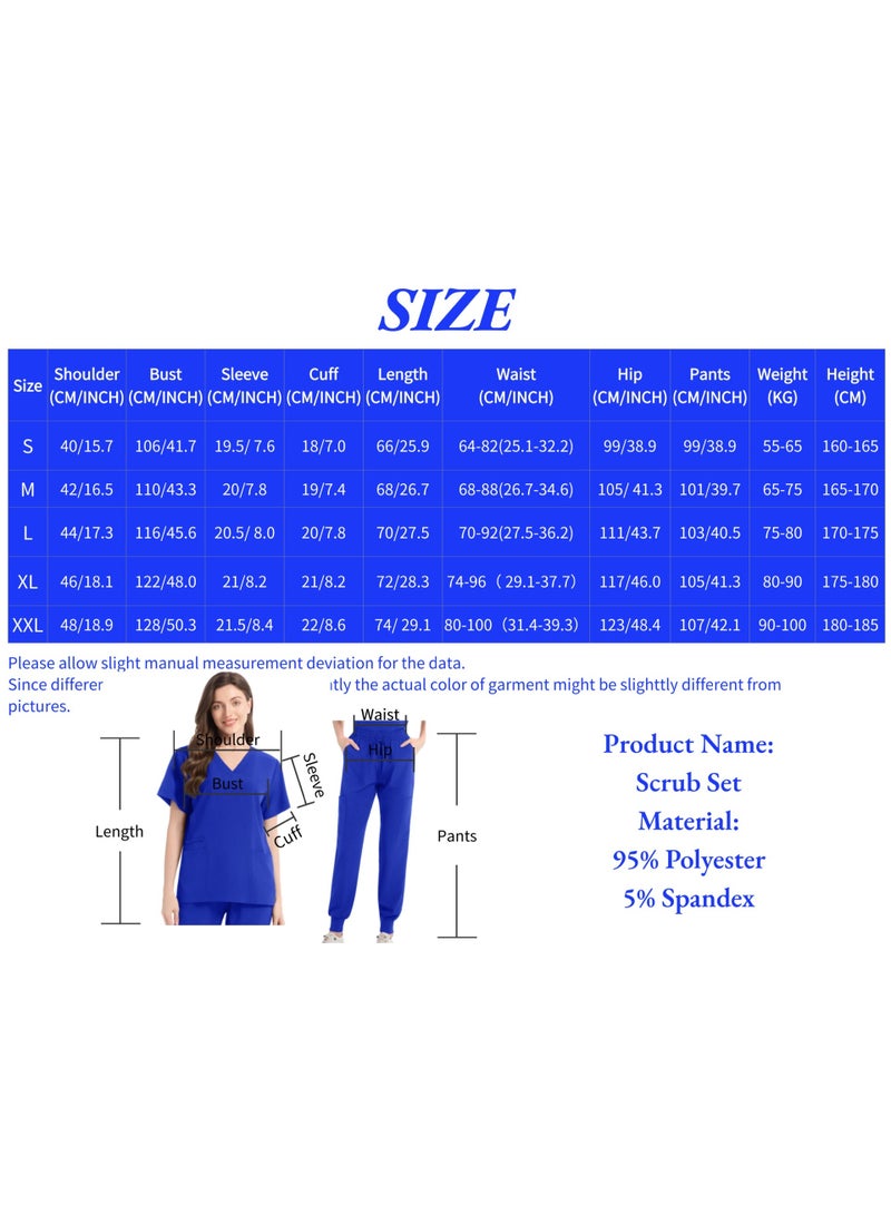 Loquat Womens Medical Scrubs Set Medical Uniform Set Azure Blue - Image 2
