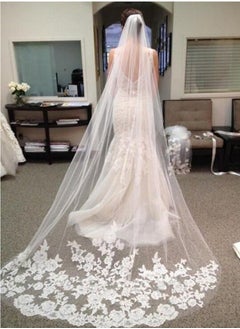 Y&D Luxury Floral Lace Long Bridal Veil White Long 300cm Romantic Lace Decal Soft Veil Bridal Tail Wedding Veil  - Image 1