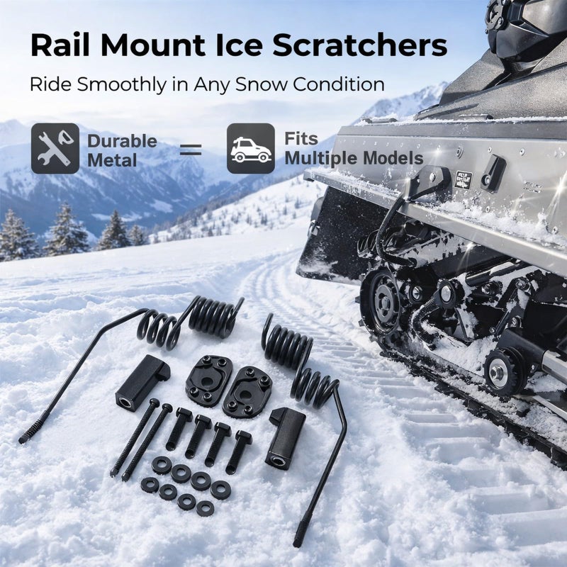 مجموعة كاشطات الجليد لزحافات الثلج المعدنية 20 قطعة، تصميم زنبركي يمنع ارتفاع درجة الحرارة، سهل التركيب. - Image 3