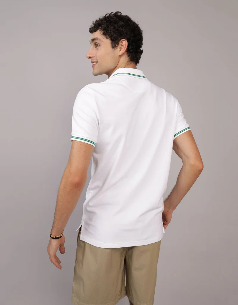 American Eagle Tipped Flex Pique Short Sleeve Polo Shirt