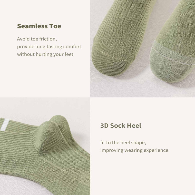 SailingTailor Solid Color Two Stripe Crew Socks Retro Cute Sports Running Casual Athletic School Sneaker Quarter Striped Black Socks for Women Girls - Image 5