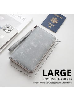 Bveyzi Women Rfid Blocking Wallet Leather Zip Around Phone Clutch Large Capacity Ladies Travel Purse Wristlet (Vegan Grey)  - Image 4