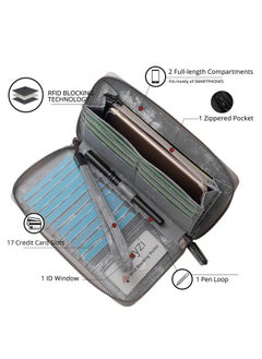 Bveyzi Women Rfid Blocking Wallet Leather Zip Around Phone Clutch Large Capacity Ladies Travel Purse Wristlet (Vegan Grey)  - Image 2