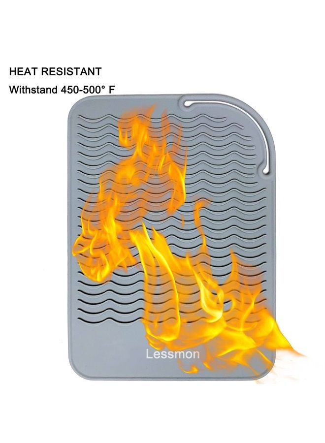 حصيرة مقاومة للحرارة لمكواة تجعيد الشعر، مكواة فرد الشعر، المكواة المسطحة وأدوات تصفيف الشعر 9" × 6.5"، رمادي