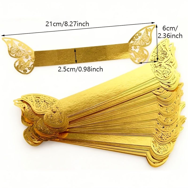 Silvery 6Pcs Butterfly Napkin Rings 3D Foil Disposable Party Decoration - Image 3