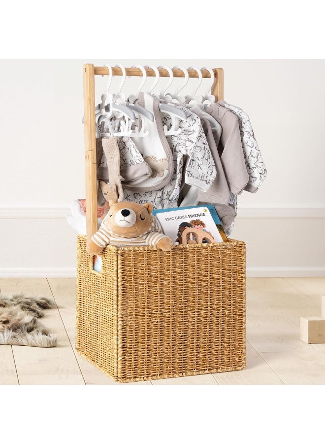 GiftAmaz Baby Shower Crate Closet, Large Hand-Woven Rattan Storage Crates with Handle - Image 1