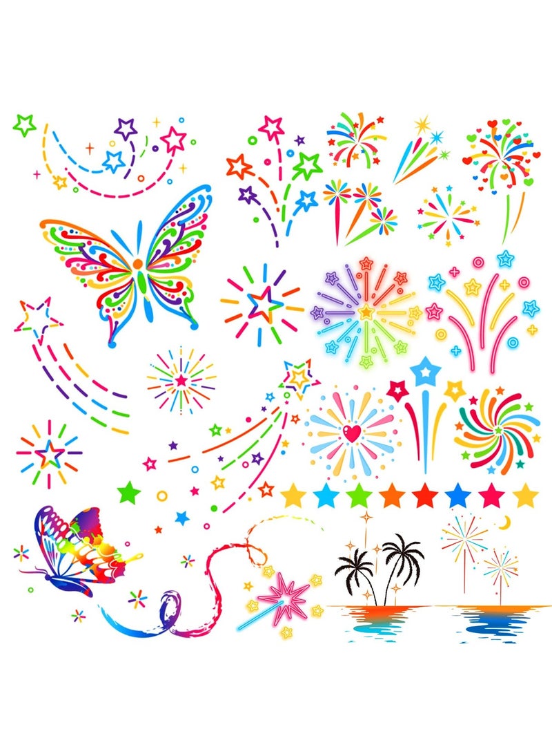 قوس قزح أورينبو 16 ورقة وشم مؤقت للألعاب النارية، لوازم الحفلات، هدايا وديكورات، ملصقات وشم مقاومة للماء، احتفالات رمضان ورأس السنة الجديدة - Image 1