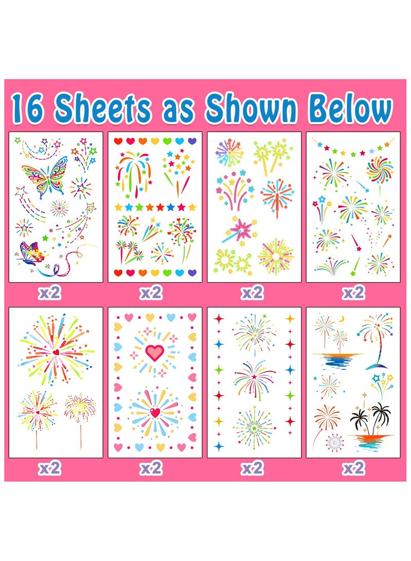 قوس قزح أورينبو 16 ورقة وشم مؤقت للألعاب النارية، لوازم الحفلات، هدايا وديكورات، ملصقات وشم مقاومة للماء، احتفالات رمضان ورأس السنة الجديدة - Image 2