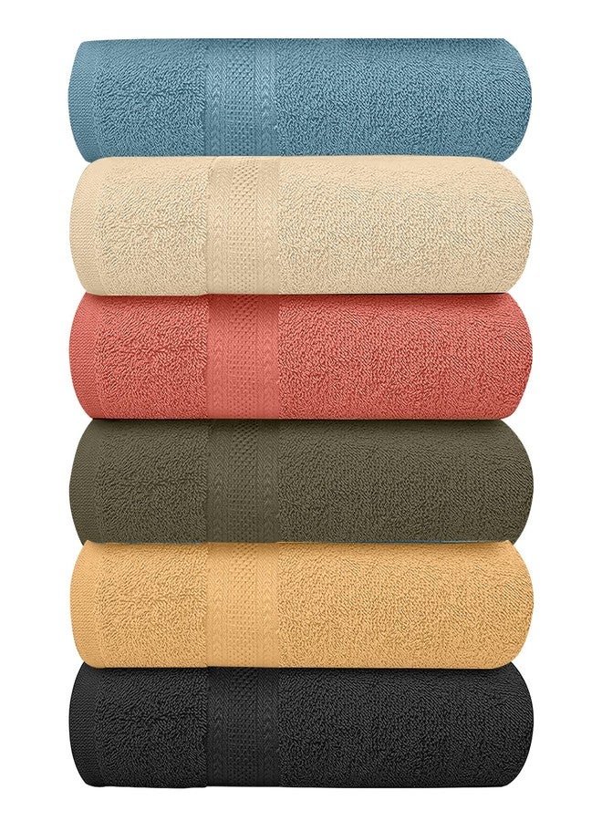 KAHAF COLLECTION مجموعة كاهف - طقم من 6 مناشف استحمام 27 × 54 بوصة، 100% قطن، أكبر وأخف وزنًا، أسرع في الجفاف، ناعمة جدًا وامتصاصها ممتاز، مثالية للحمام (متعدد الألوان، طقم من 6 (27''x54'')) - Image 1